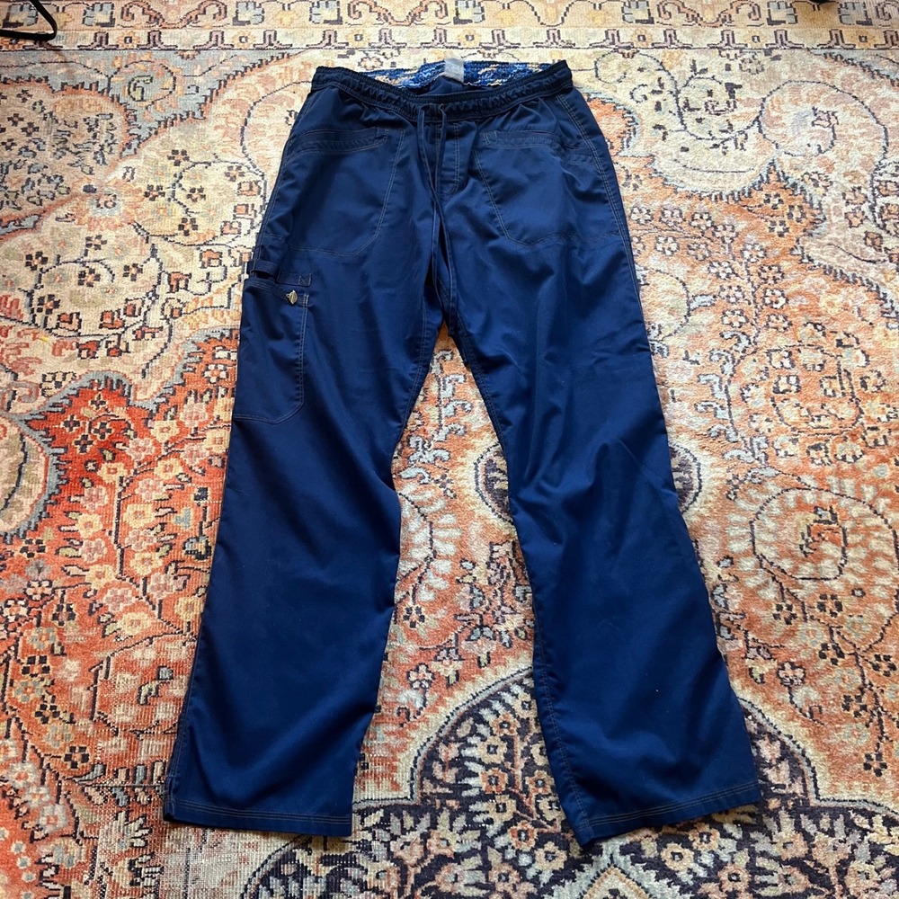 Vintage Dickies Navy Blue Cargo Pants Womens Elastic Scrubs Pockets 6/8 Medium